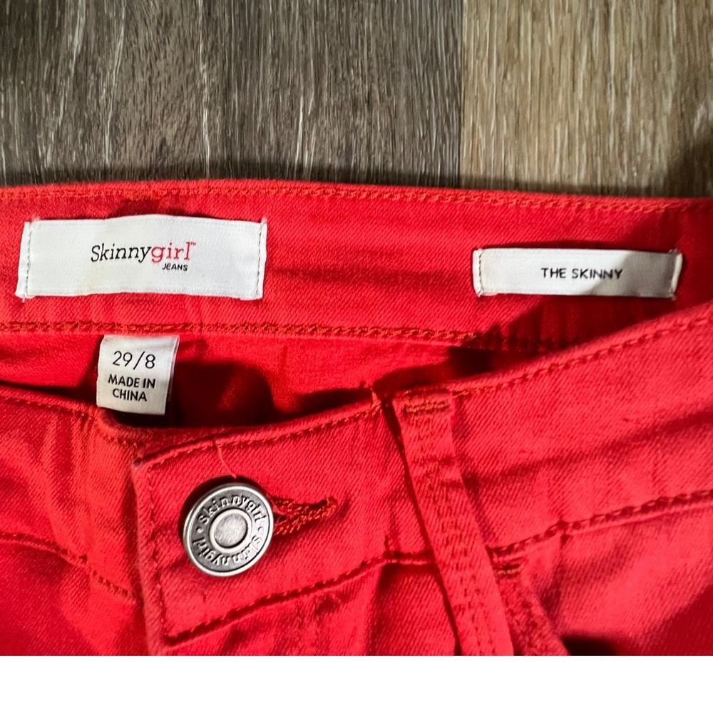 Skinnygirl Jeans The Skinny Women 29/8 Red Denim Pants Mid Rise Slim Fit - Picture 2 of 8